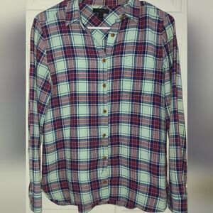 J. Crew Red,Light Green and Blue Plaid Casual Shirt